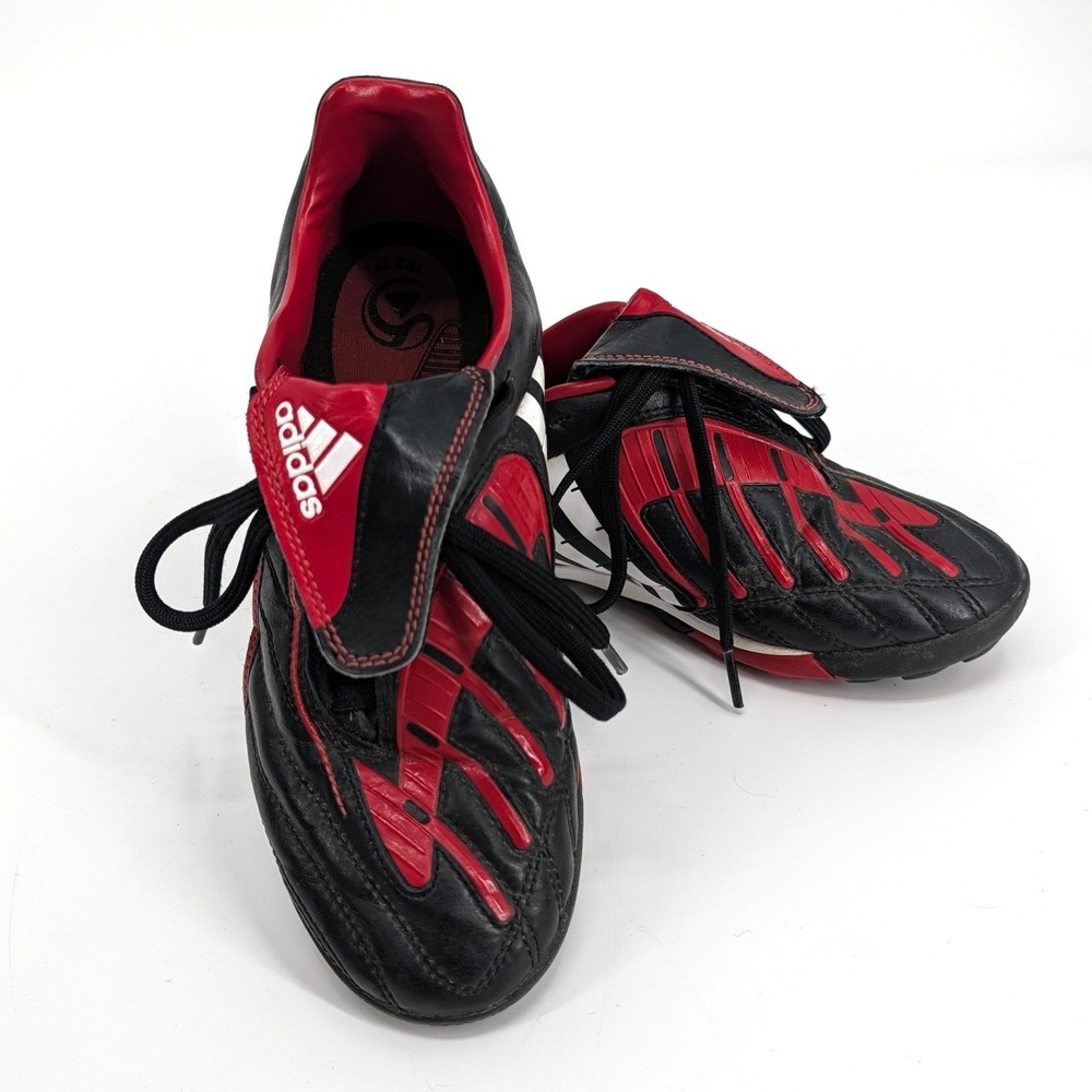Adidas Predator TRX TF Soccer Cleats Black Red Turf Shoes Size 4.5 US Y2K Boot